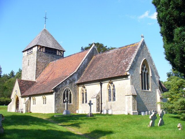 Coldwaltham Parish Church, near to Coldwaltham, West Sussex, Great Britain. The attractive old stone church of St Giles sits on the west side of London Road, the main road through the village.