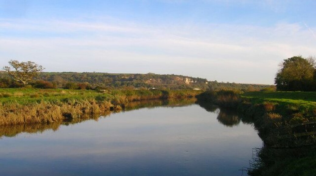 River Arun Looking downstream with the chalk pits of Amberley in the distance.