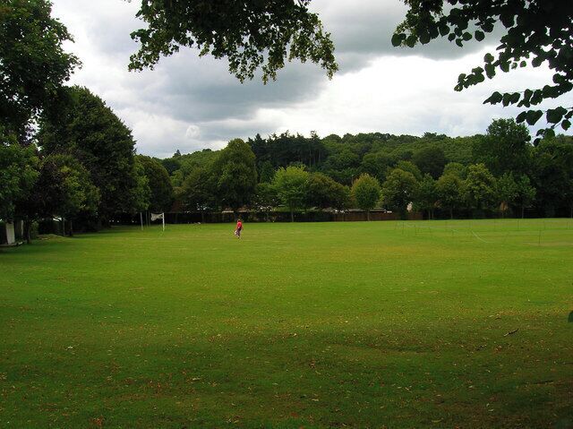 Playing Field, Fittleworth. Located on the corner of Upper Street (A283) and School Lane north of the school. The backdrop is the woods of Fittleworth Common.