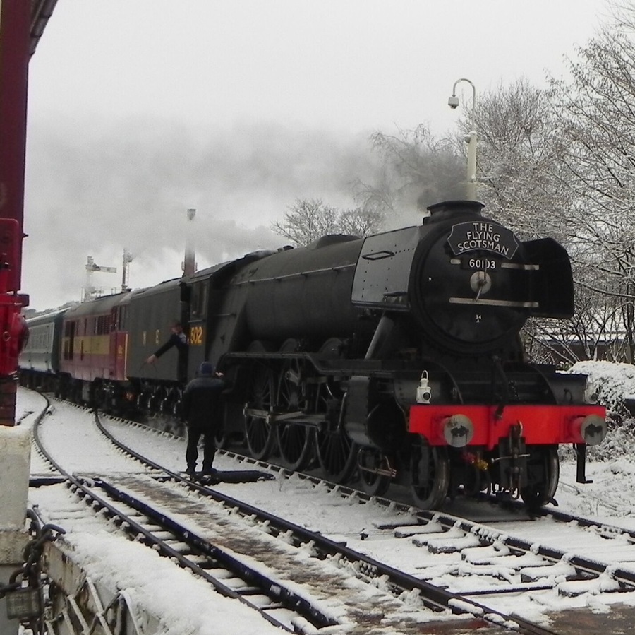 The East Lancs Railway, north of Manchester, had the honour of being the first public run of the newly restored Flying Scotsman, the first locomotive to exceed 100 mph nearly 100 years ago. Missing it's green livery, on a cold snowy Lancashire morning, this picture could be from many a few decades ago.
#ontherails
#lifeatexpedia, #wheels