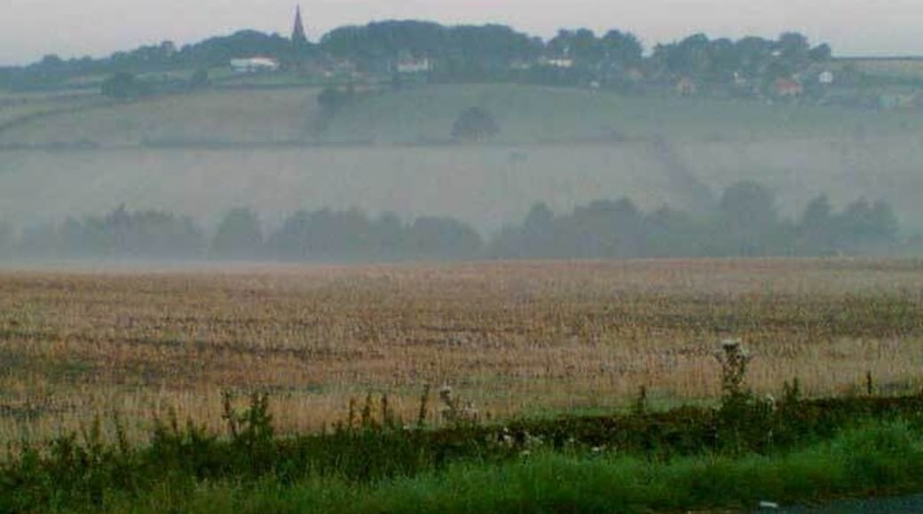 View of Spinkhill. Photograph taken at dawn from the crossroads by the Blacksmith's Arms, Barlborough Low Common