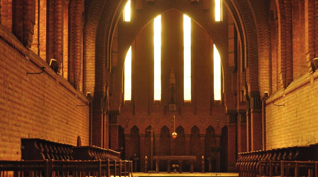 The interior of the abbey church at Quarr Abbey on the Isle of Wight.