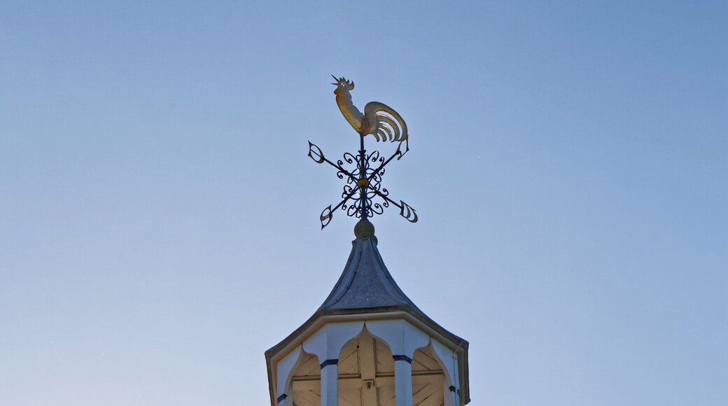 Tower and weather vane of the Grade II* listed 13th-century Church of St Simon and St Jude at Quendon, Essex, England. Software: RAW file lens-corrected, optimized and converted to JPEG with DxO OpticsPro 10 Elite, and likely further optimized and/or cropped and/or spun with Adobe Photoshop CS2.