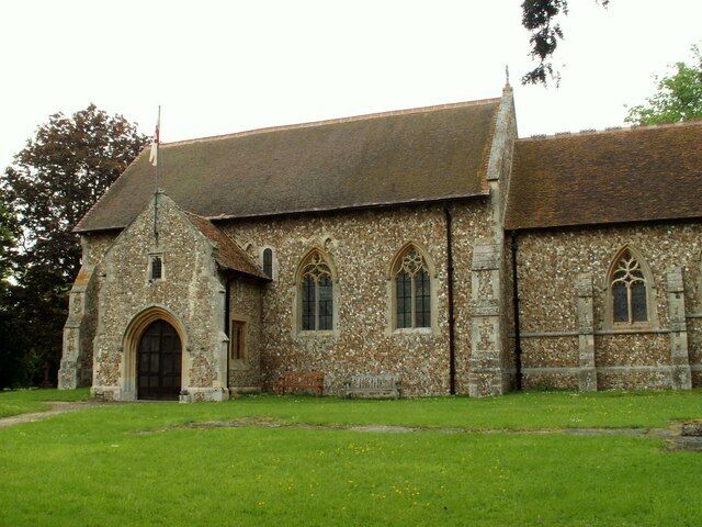 All Saints' church, Wimbish, Essex. This Norman church once had a west tower but it was taken down in 1883. The chancel was built in 1868.