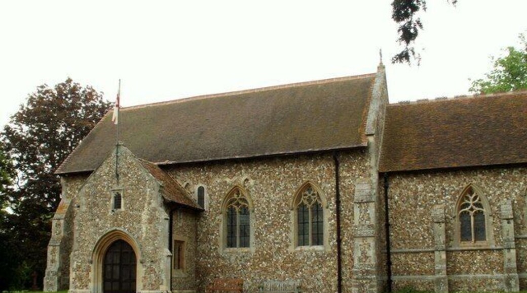 All Saints' church, Wimbish, Essex. This Norman church once had a west tower but it was taken down in 1883. The chancel was built in 1868.