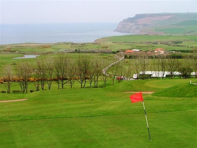 Huntley Hall Golf Course. Overlooking the North Sea with Hummersea Cliff east of Skinningrove in the distance.