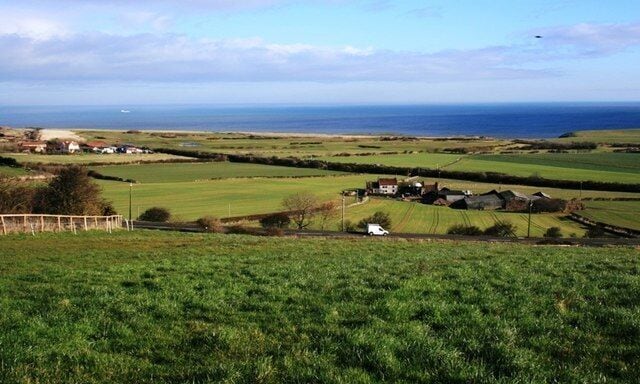 Gripps Farm With Low Farm to the left and the North Sea beyond.