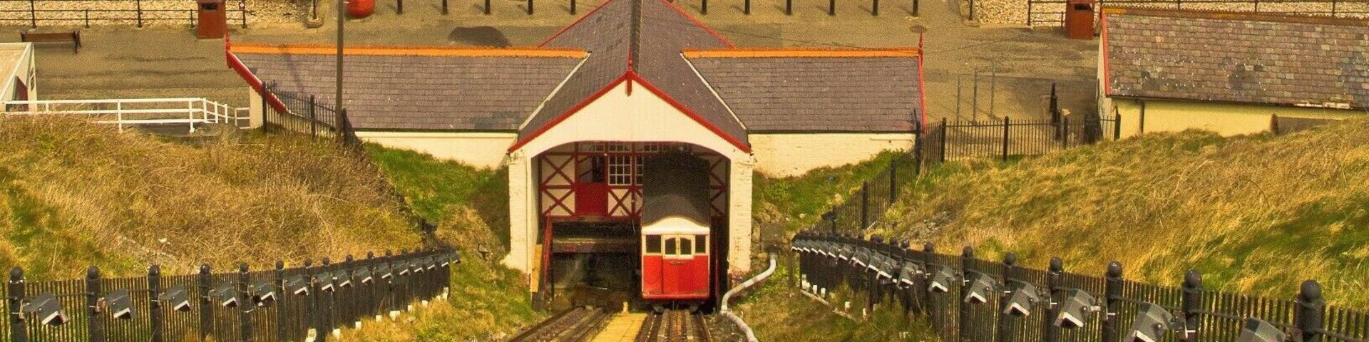 Looking down at Saltburn Pier North Yorkshire at the very top of the Yorkshire Moors..