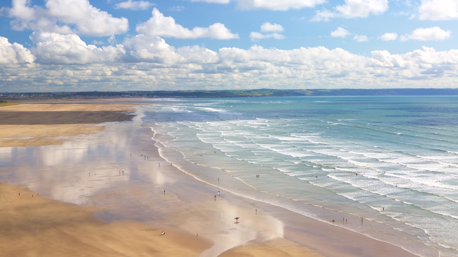 Saunton featuring a sandy beach and landscape views