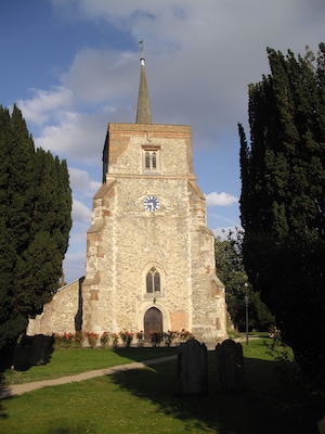 St Leonard's parish church, Flamstead, Hertfordshire, seen from the west
