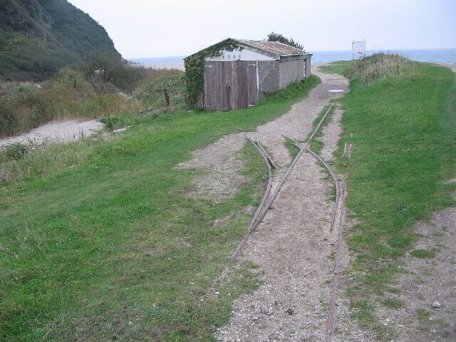 Locomotive shed at Pentewan, Cornwall. This was used by a company that "quarried" sand from the beach and is nothing to do with the earlier Pentewan Railway, whose enegine shed was at the north end of the dock.
