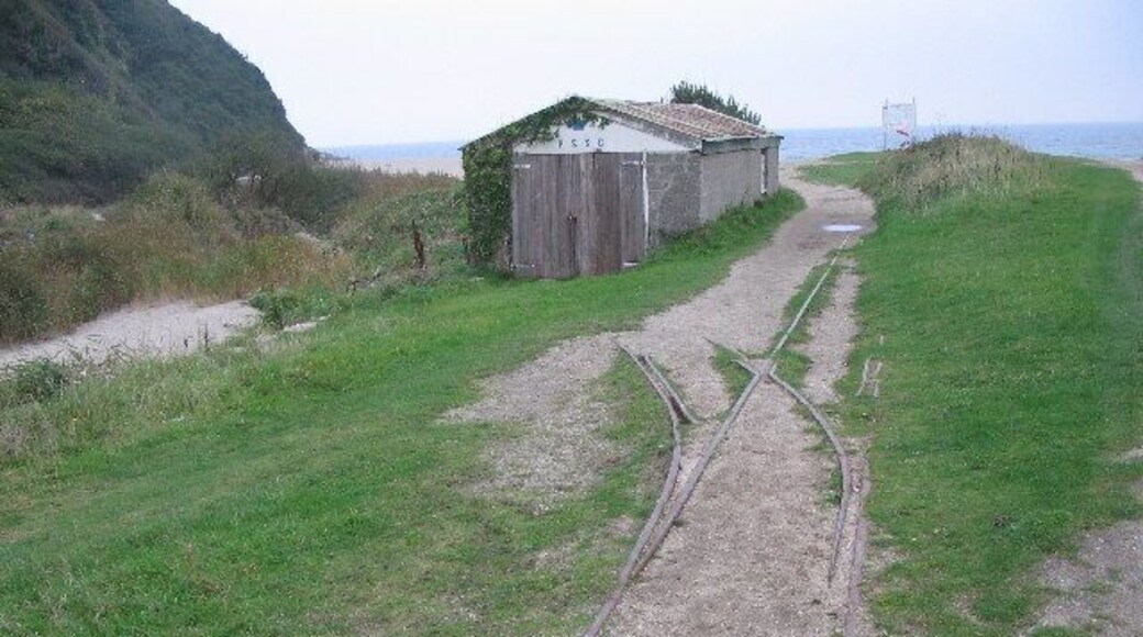 Locomotive shed at Pentewan, Cornwall. This was used by a company that "quarried" sand from the beach and is nothing to do with the earlier Pentewan Railway, whose enegine shed was at the north end of the dock.