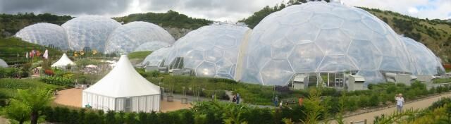 Eden Project, Bodelva The Eden Project turned this flooded abandoned clay pit into an ecological educational extravaganza! Thousands of plant species are maintained in the futuristic "biomes" and on the terraced edges of the pit.
