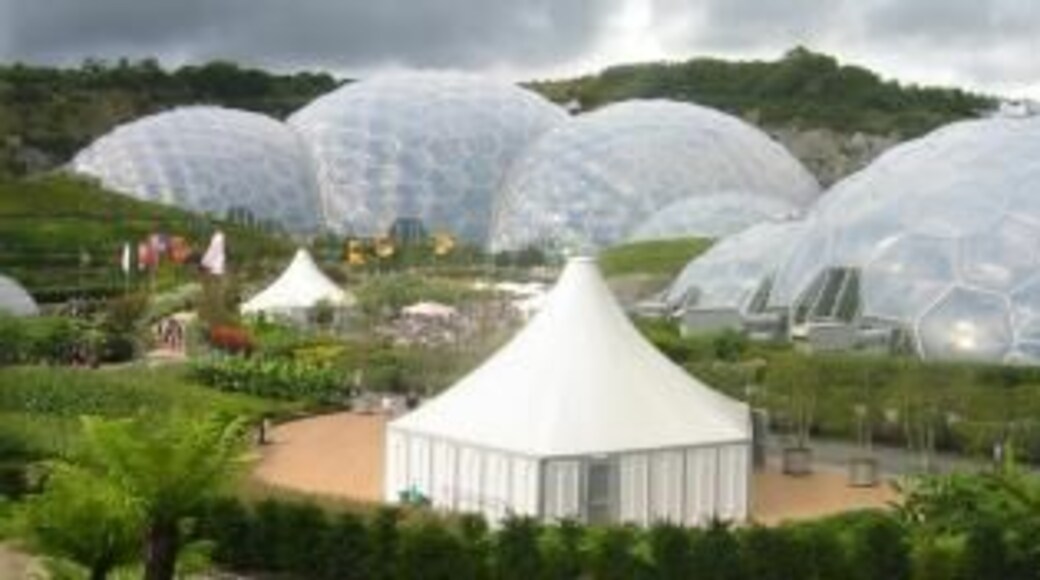 Eden Project, Bodelva The Eden Project turned this flooded abandoned clay pit into an ecological educational extravaganza! Thousands of plant species are maintained in the futuristic "biomes" and on the terraced edges of the pit.