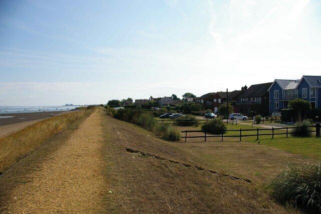 Ramsea Island Homes. The sea wall and some rather desirable homes on Ramsea Island on the River Blackwater.