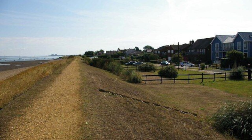Ramsea Island Homes. The sea wall and some rather desirable homes on Ramsea Island on the River Blackwater.