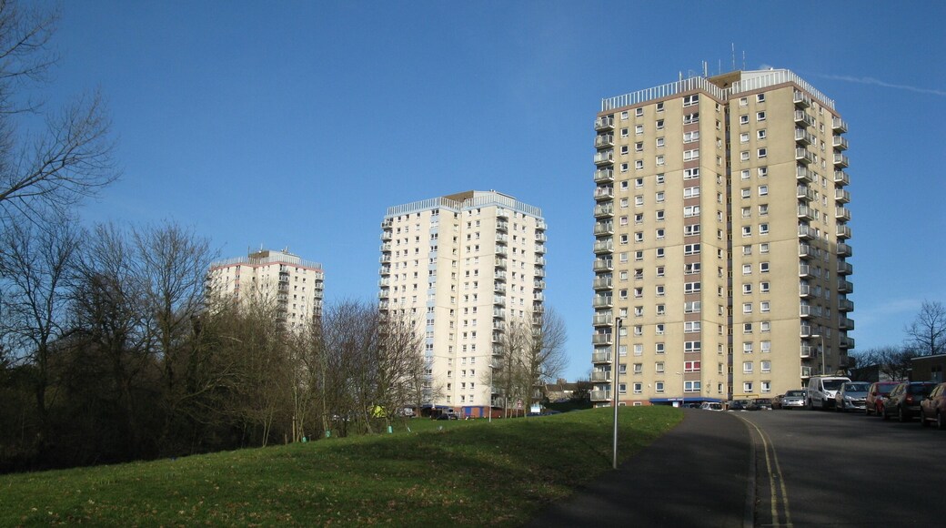 Tower blocks in Stonehouse Drive Three of the four tower blocks in Stonehouse Drive.