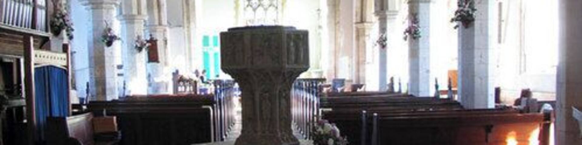 St Mary, Stalham, Norfolk - East end & font