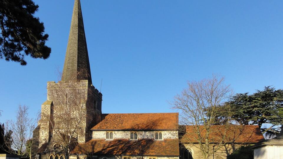 Parish church of St Mary the Virgin, Stanwell, Middlesex, seen from the south