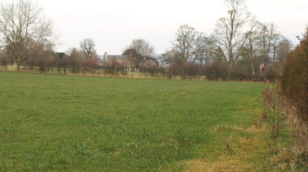 Wootton House. A rather distant view, through a hedge, of the country house mentioned in 1769040. The building is virtually at a crossing of gridlines, but most is in this square. Built in the C18, it has seven bays, the central five set slightly forward http://webapp1.somerset.gov.uk/her/details.asp?prn=27137 and must have been built for Admiral (and Viscount) Samuel Hood.