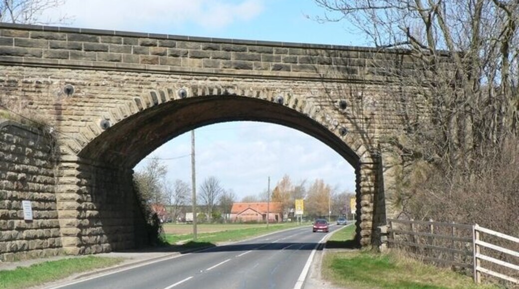 Railway Bridge over A162, Barkston Ash The bridge carries the main line from York to Leeds.