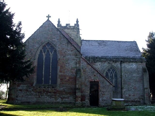 SS Peter & Paul, Kingsbury - East End This is a view of the eastern end of 1073281, looking therefore at the east window of the chancel. The door immediately to the right is to the boiler room which was the old vestry, the vestry now being in the Bracebridge Chapel which occupies most of the north transept seen sticking out to the right here. Plan of church - http://www.british-history.ac.uk/image.aspx?compid=42664&filename=fig86.gif&pubid=286