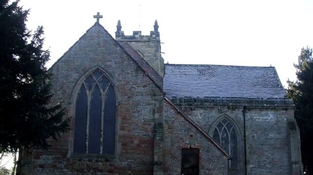 SS Peter & Paul, Kingsbury - East End This is a view of the eastern end of 1073281, looking therefore at the east window of the chancel. The door immediately to the right is to the boiler room which was the old vestry, the vestry now being in the Bracebridge Chapel which occupies most of the north transept seen sticking out to the right here. Plan of church - http://www.british-history.ac.uk/image.aspx?compid=42664&filename=fig86.gif&pubid=286
