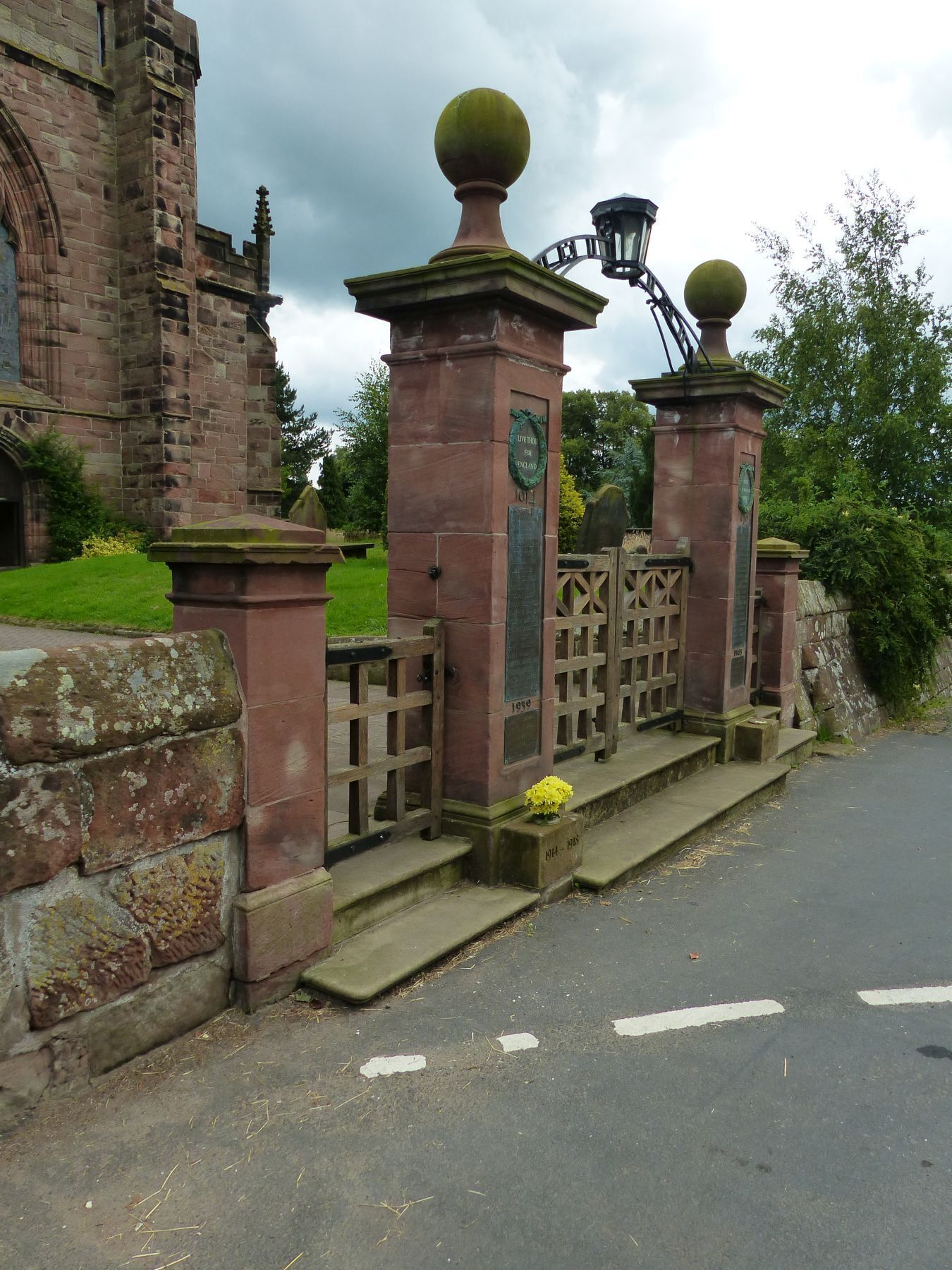 Grade II listed gates to St Boniface Church, Bunbury, Cheshire. This is a photo of listed building number 1138628.