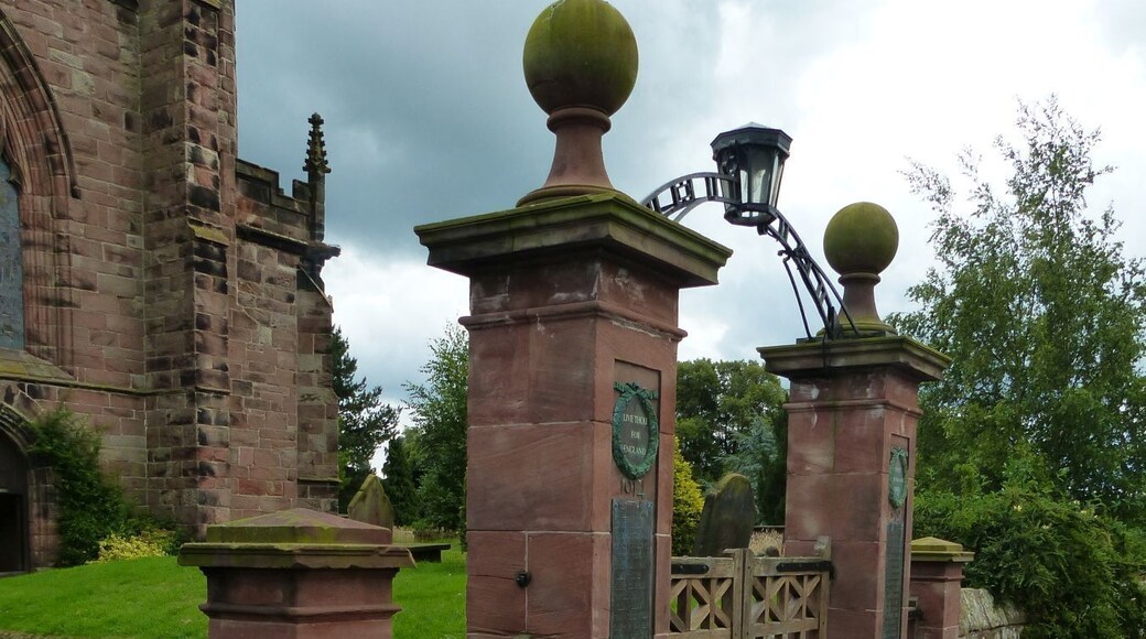Grade II listed gates to St Boniface Church, Bunbury, Cheshire. This is a photo of listed building number 1138628.