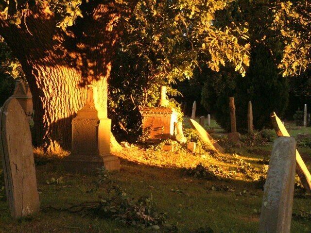 Graves at sunset