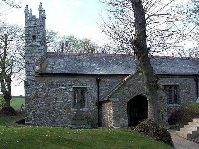 Tower and entrance to Cornelly Church.