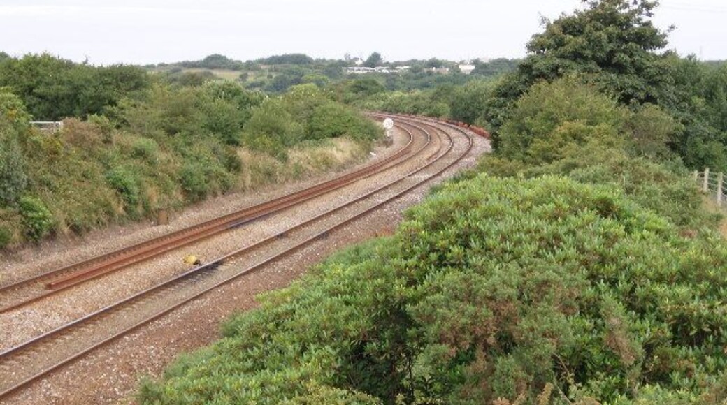 Railway outside Redruth. Looking west - the main Paddington to Penzance line.