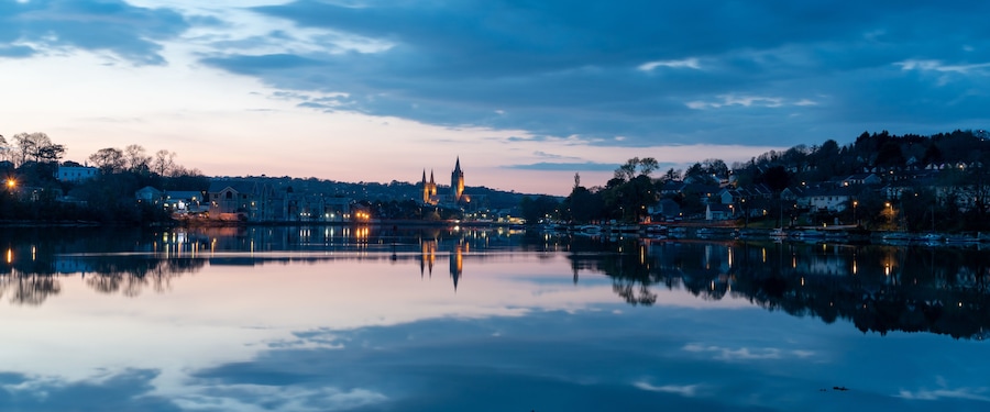 Truro cathedral on the river cornwall england uk
