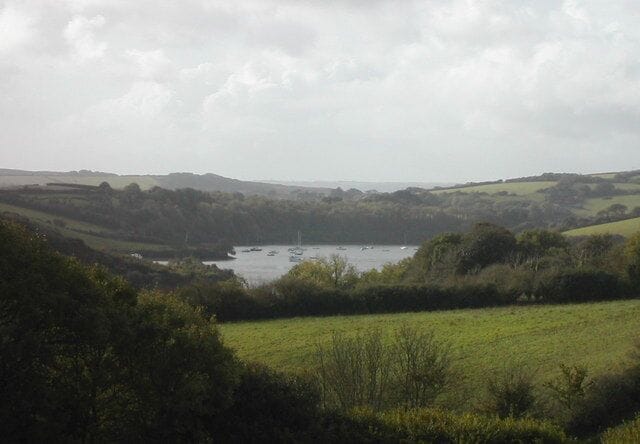 The Percuil river from Lanhay A view of the Percuil river from the public footpath near the hamlet of Lanhay.