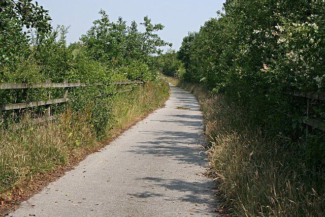 Bridleway Beside the Bypass. Unusually, this bridleway is tarmaced and looks to be a quite modern creation. I assume it was built at the same time as the bypass which it runs alongside.
