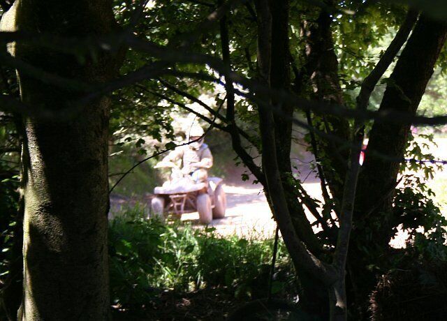 A Noise through the Trees. What's that noise? It turns out to be a dedicated track for quadbikes. It's better that the riders do it here than go tearing up some heathland.
