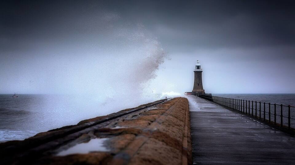 Looking to piers end at Tynemouth.