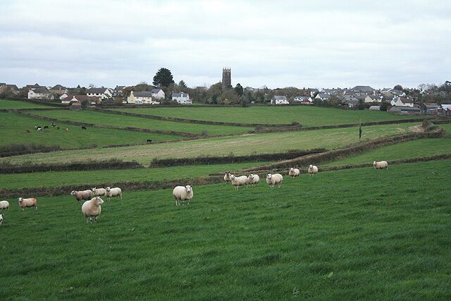 High Bickington: towards the village Seen from an old lane to Quicks