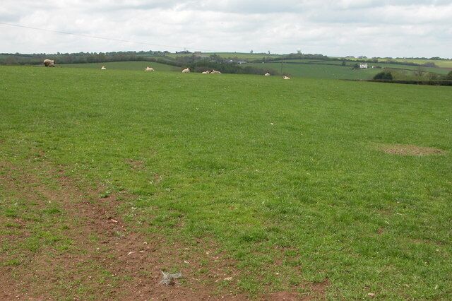Farmland to the west of Burrington. On the horizon the radar station near Barnstaple Cross can be seen.