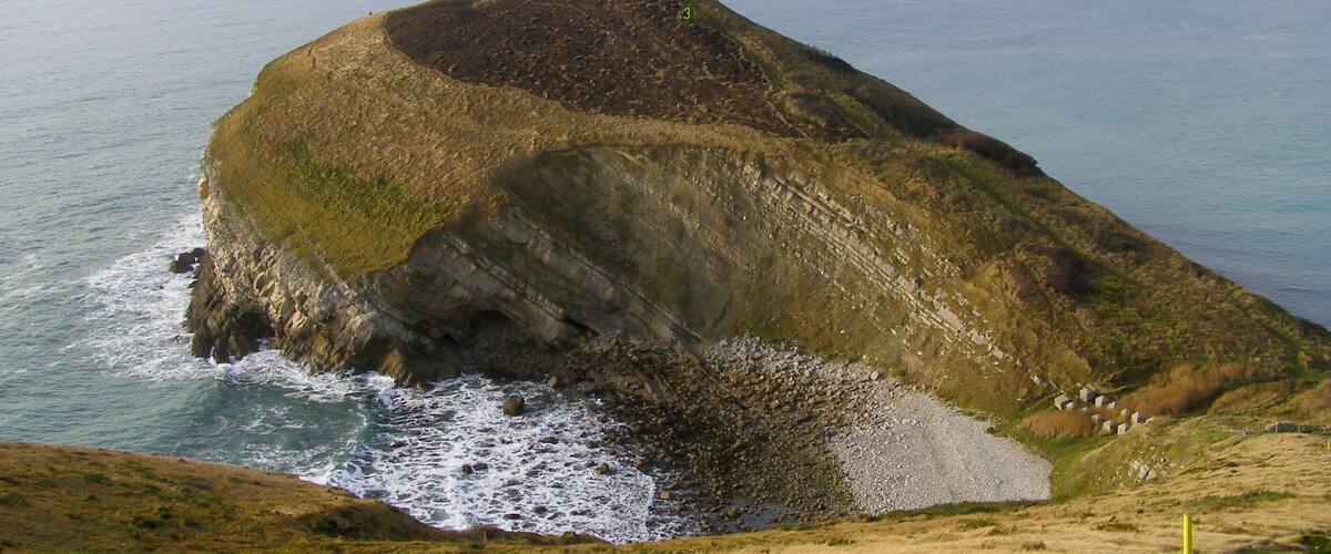 Pondfield Cove below, with Worbarrow Tout beyond. Isle of Purbeck, Dorset, U.K.