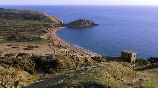 Looking down from Flowers Barrow Fort over Worbarrow Bay