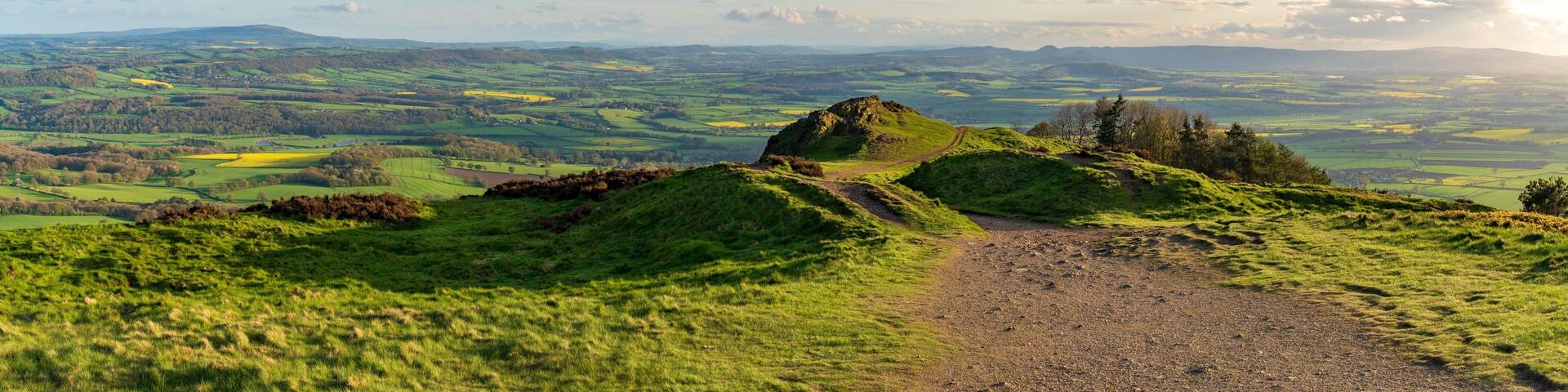 View from the Wrekin, near Telford, Shropshire, England, UK - looking south over Little Hill towards Eyton
