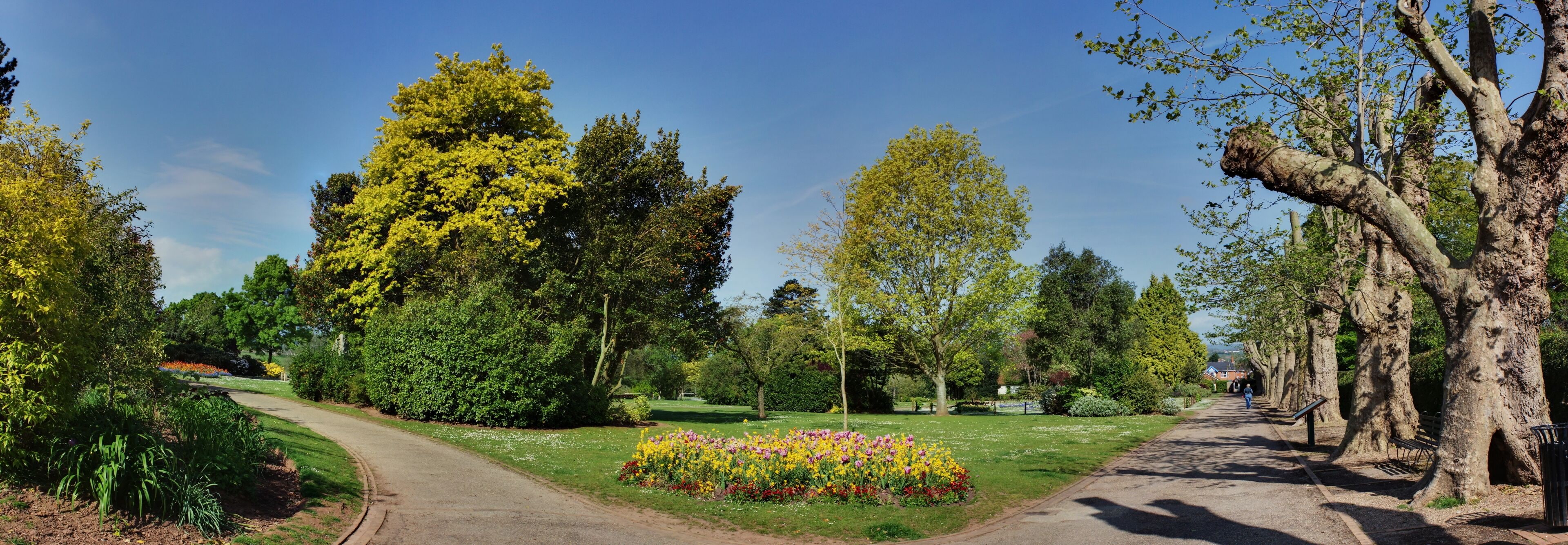 Entrance to the park in Wellington, Somerset. Stitched from 11 separate images. This version is approximately half the size of the original. This image has noticeable halos introduced by exposure blending. An un-blended and much improved version is here: File:Entrance to Wellington Park, Somerset 3.jpg