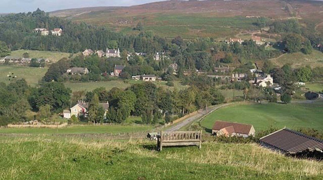 Bench on hillside at Castleton Beside the footpath between High Street and New Road