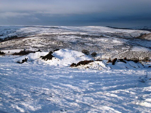 Rigg End car park, High Castleton This photograph shows a view of the snow-bound car park at Rigg End in High Castleton looking in a south-westerly direction towards Westerdale Moor.