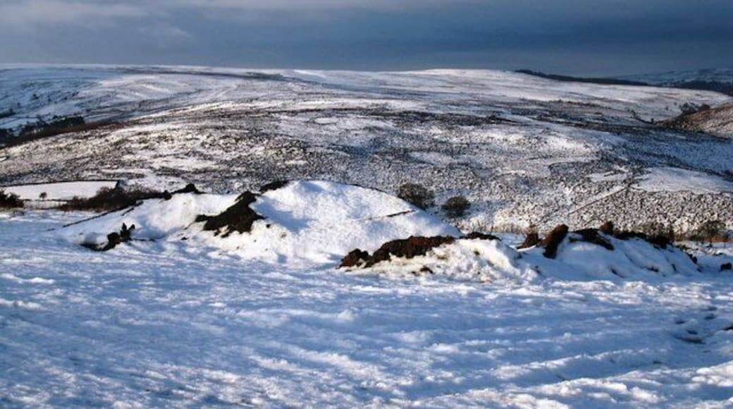 Rigg End car park, High Castleton This photograph shows a view of the snow-bound car park at Rigg End in High Castleton looking in a south-westerly direction towards Westerdale Moor.