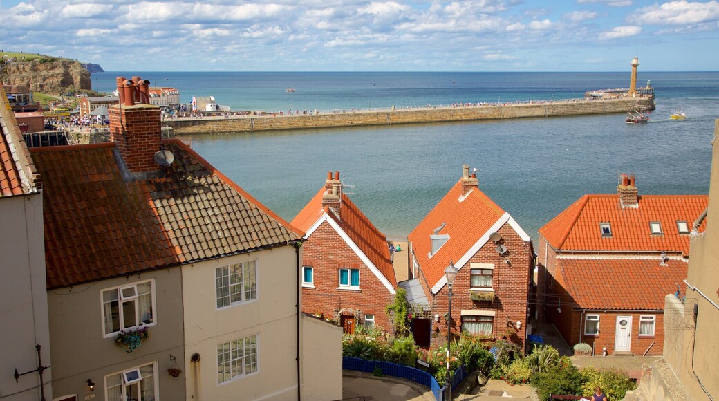 Whitby mettant en vedette une petite ville ou un village, paysages cĂŽtiers et scĂšnes de rue