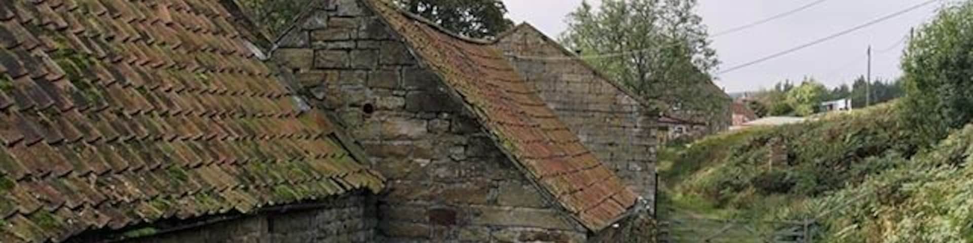 Bridleway and barns at Park Nook Many of the barns around Esk Dale have been converted into housing in recent years. These ones have escaped that fate - so far.