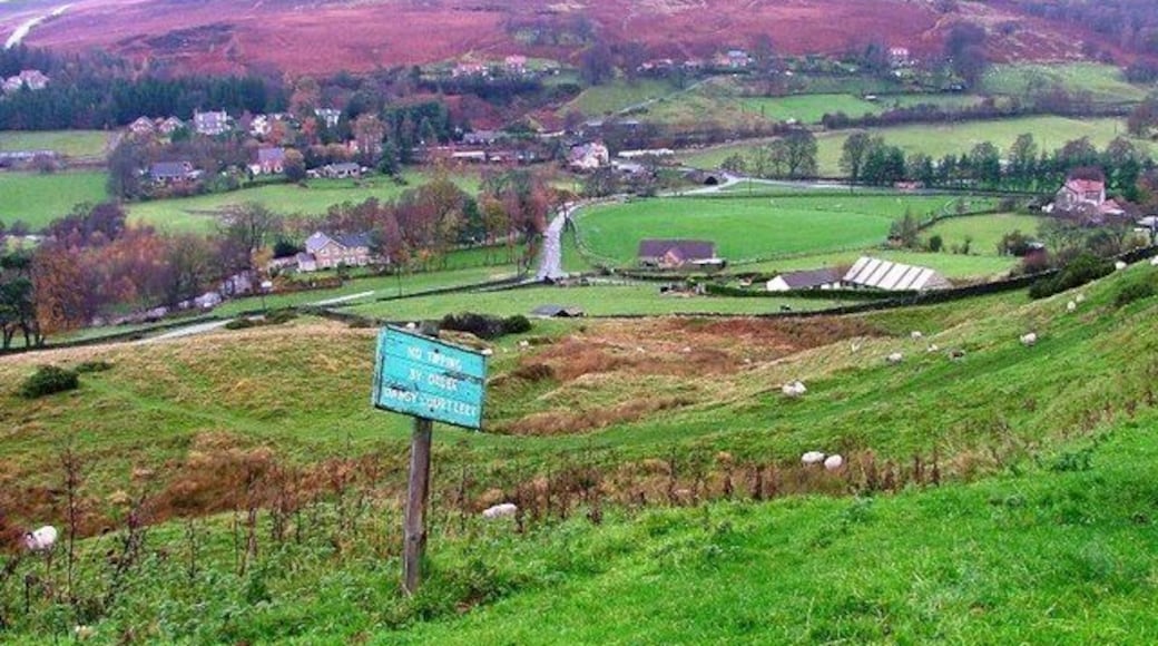 Sign, High Castleton Looking down across the Esk Valley. The "Danby Court Leet" referred to on the sign is a survivor of the ancient manorial court system. It is held here 146099 every October.
