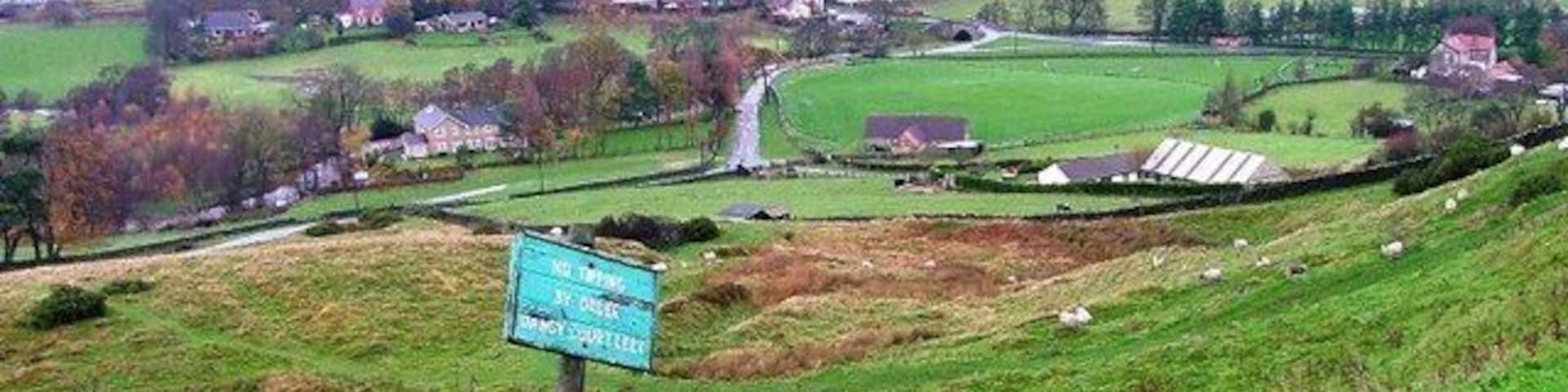Sign, High Castleton Looking down across the Esk Valley. The "Danby Court Leet" referred to on the sign is a survivor of the ancient manorial court system. It is held here 146099 every October.